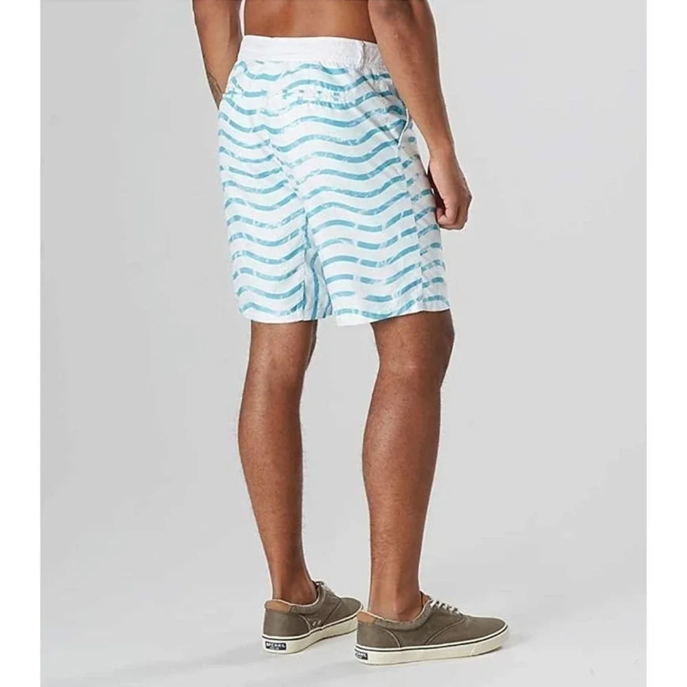 Sperry Swim Bottom Watershort Wave Stripe Knock Out Board Short Blue Size 30